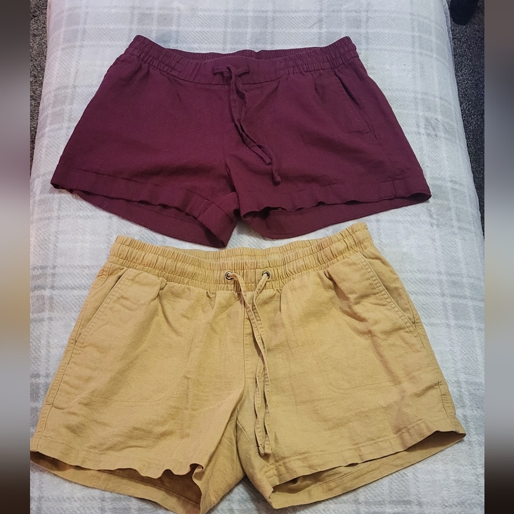 Women's Casual Light Mustard and Maroon Shorts, Both Size Small
